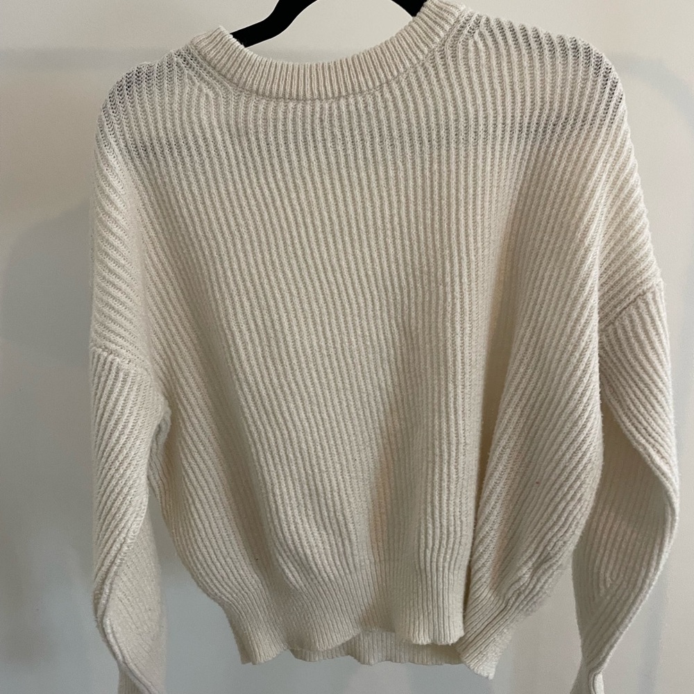 Oversized Cream Ribbed Sweater - Picture 2 of 4